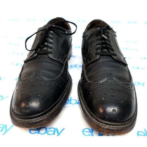 VTG The Hanover Shoe black men's 11 M wingtip dress shoes - Picture 2 of 10